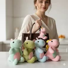 Chaveiro Dinossauro Pelúcia Fofo Charme de Bolsa Mochila