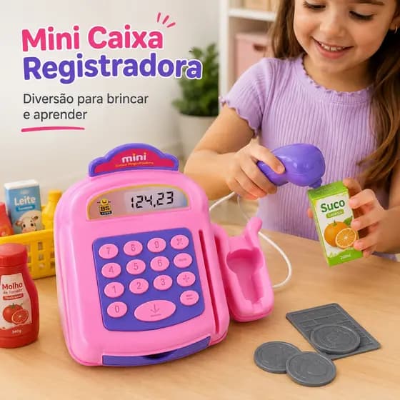 Mini Caixa Registradora Infantil Brinquedo Mercadinho Presente Infantil