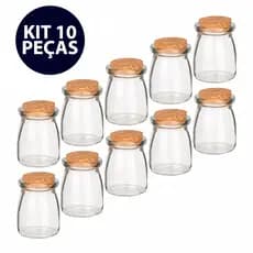 Kit Organizador de Tempero - 10 potes Vidro tampa Rolha - Vidro Decoração Velas 100ml