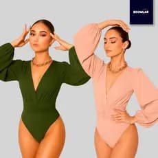 Body Feminino Manga Longa Princesa Bufante Tecido Duna Estilo Boho Chic Elegante