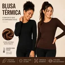 Blusa de Frio Térmica Feminina Manga Longa Flanelada Inverno Segunda Pele