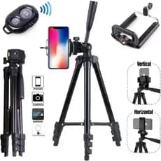Tripé fotográfico 1,30 metros profissional preto + bolsa controle remoto bluetooth foto vídeo