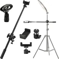 Braço barra haste transversal para tripé pedestal suporte microfone celular iphone