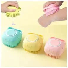 ESPONJA ESCOVA SILICONE PARA BANHO C/ DISPENSER PET CRIANÇA