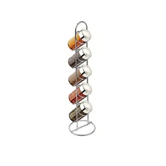 Porta Temperos Art House - Vertical - Vidro - Inox 6 Peças