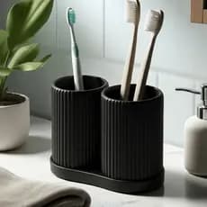 Porta Escova de Dente Duplo – Design Moderno e Ripado