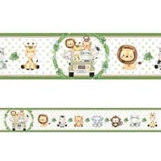 2 FAIXAS BORDER ADESIVO PAREDE ZOO SAFÁRI INFANTIL SELVA