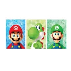 Quadro Decorativo 3pç 50x30 Super Mario Broos Quarto Infantil Premium Luxo
