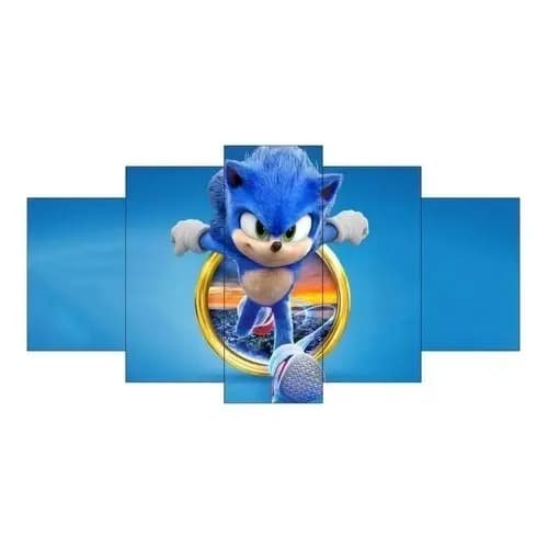 Kit 5 Pç 115x60 Quadro Decorativo Mosaico Sonic Quarto Sala Premium Luxo