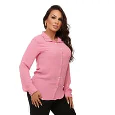 Camisa feminina xadrez rosa branco festa junina feminina