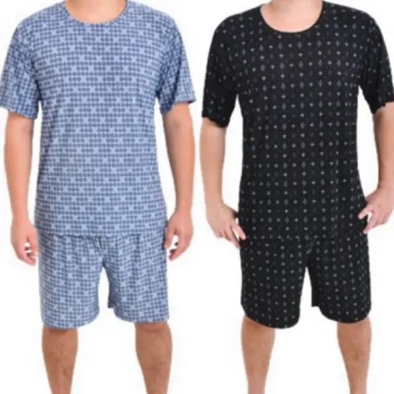 Pijama masculino shorts e camiseta suede premium