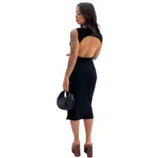 Vestido feminino midi costa aberta ribana premium isadora