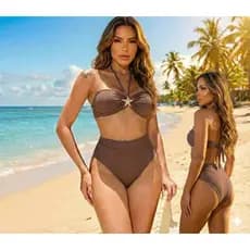Biquini Hot Pant Cintura Alta Tomara Que Caia Argola R132