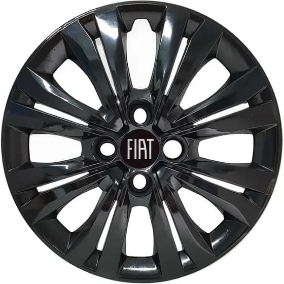Jogo 4 Calotas Aro 14 Fiat Strada Cubo Alto Preta Brilhante G245pbj