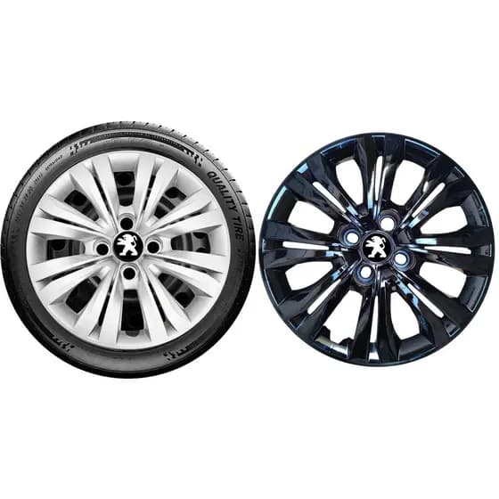 Jogo 4pç Calota Aro 15 Novo Peugeot 208 2022 a 2025 Parafuso
