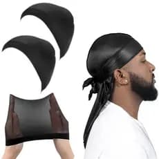 kit 2 Wave cap + 1 Bandana Durag Dureg Touca Waves Dread Trap Rap Cores bandana hip.