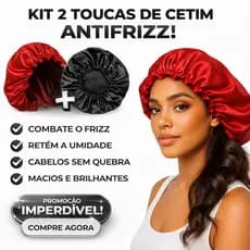 KIT 2 Toucas de Cetim Antifrizz Cabelo Dormir Proteção Noturna Crespo Ondulado Liso Day After Macio