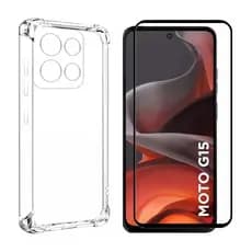 Capa Capinha Para Motorola Moto G15  e Película de Vidro 3D Temperado