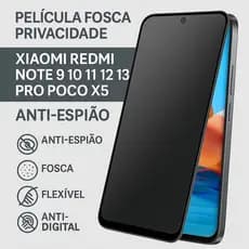 Película Cerâmica Fosca Privacidade Xiaomi Redmi Note 9 10 11 12 13 Pro Poco X5 - Anti-Espião