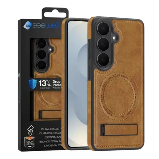 Capa Capinha Couro Magnetica Com Kickstand Suporte Para Samsung Galaxy S26 Séries