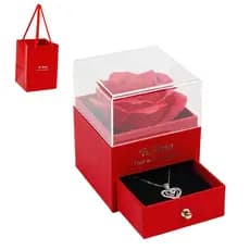 Colar Presente Feminino Porta joias Luxo  Elegante Rosa Decorativa Presente Romântico Namorada