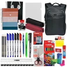 Kit Premium Material Escolar Completo C/ Mochila - 51 Itens