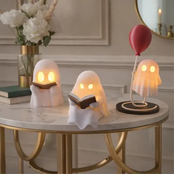 Luminária Fantasminha Leitor Fofo Decoração Geek Fantasminha Lendo