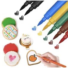 Kit Caneta de Tinta Alimentícia Comestível Preto 2 peças ou Colorido 5 peças Confeitaria