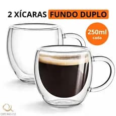 Xícara de Vidro Duplo 200ml Transparente 2un Xícaras Diferentes Para Café Chá Capuccino Térmica