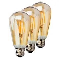 Kit C/ 3 Lâmpadas Filamento Led Retrô 4w Ambar Branco Quente St64 Bivolt