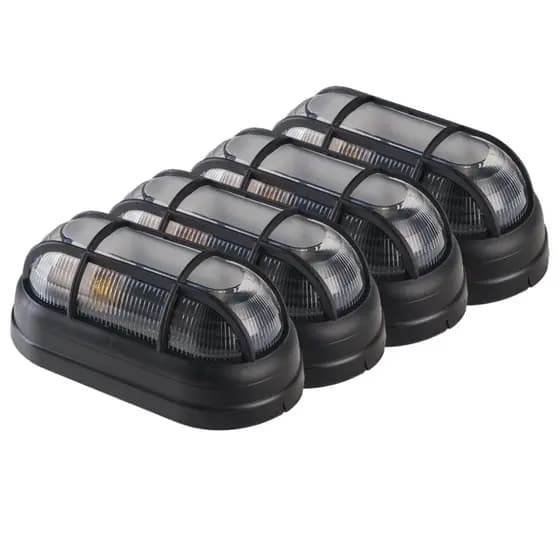 Kit C/ 4 Luminárias Tartaruga Externa Com Grade e-27 Preto