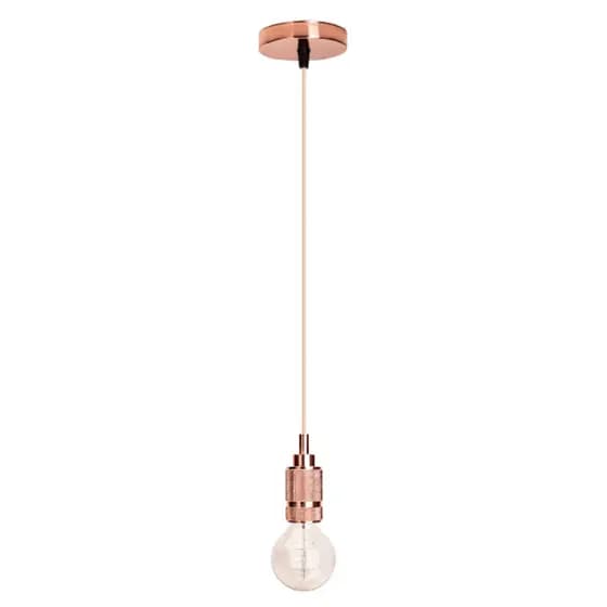 Pendente Vintage Retrô Soquete E27 Fio Tecido Rosé Concept