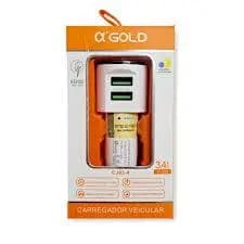 Carregador Veicular Turbo Carro Carga Rápida Usb A`Gold  e Kaid 3.4