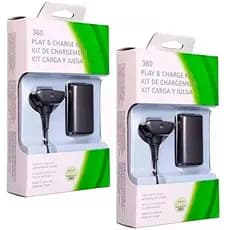 Kit 2 Bateria + Cabo Carregador Usb Para Controle Xbox360