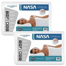 Kit 2 Travesseiros Nasa Cervical Viscoelástico Anatômico Ortopédico Capa 100% Algodão Viva Conforto