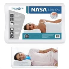 Travesseiro Nasa Cervical Viva Conforto Anatômico Ortopédico Visco Capa Percal 200 Fios 100% Algodão