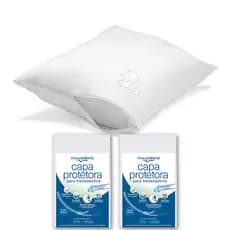 Kit 2 Capas Protetoras de Travesseiros Impermeável 200 fios c/ zíper não faz barulho Viva Conforto