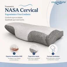 Travesseiro Nasa Cervical Viva Conforto Anatômico Ergonômico Antiácaro Hipoalergênico durma sem dor