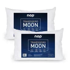 Kit 2 Travesseiros Nasa Premium Nap Moon Flocos de Visco Capa Percal Algodão Antiácaros Antialérgico