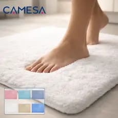 Tapete Aveludado Toque de Seda Neo Ícone Camesa Antiderrapante Absorvente Banheiro Luxo