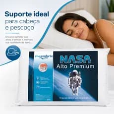 Travesseiro Nasa Alto Viva Conforto Original Visco Antiácaros Capa Percal 100% algodão Altura 14cm