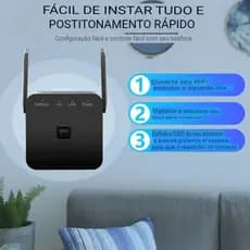 Extensor de Rede WiFi Fenvi, com função AP Repetidor Pro, Amplificador, Roteador de 2 Antenas para Casa, 300m, 2.4Ghz