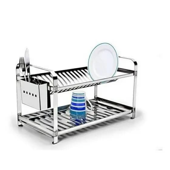 Escorredor Inox 20 Pratos com Porta Talher em Inox
