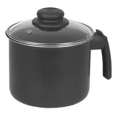 Caneco Leiteira Alumínio Teflon Antiaderente 14 cm com tampa de vidro