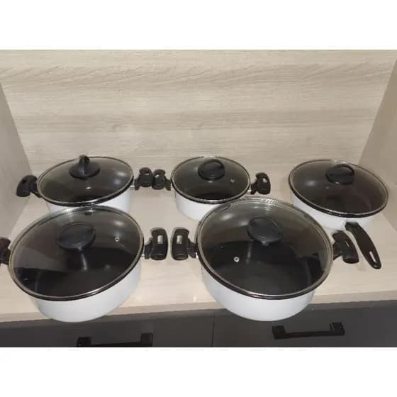 Jogo de Panela Esmaltada Indução 5 Peças Branco