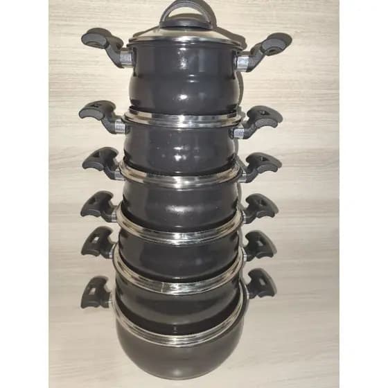 Conjunto Caçarolas 6 Peças Esmaltadas Indução Buchudas