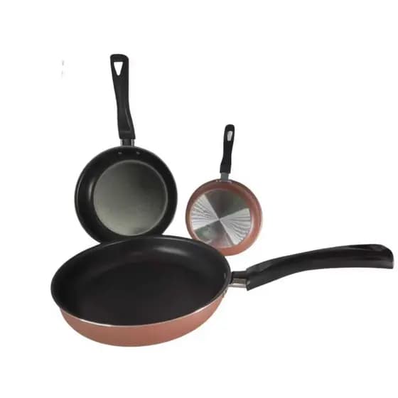 Kit 3 Peças  Frigideira  Antiaderente Teflon Rosê