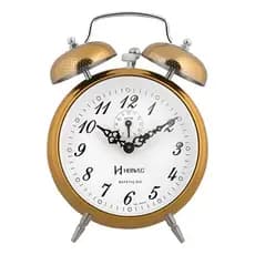 Despertador Mecânico Dourado Metal A Corda Herweg Original