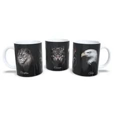 Caneca Motivacional Inspiração Animal: Leão, Águia e Lobo