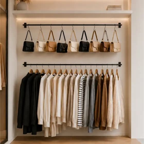 Kit 2 Araras de Roupas para Parede 100 cm Aço Carbono Cabideiro Closet Loja Preta Branca